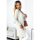 numoco basic Women's cardigan with hood and pockets - beige | shoptok.hr