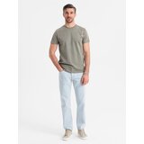 Ombre Men's military-style printed cotton T-shirt - light olive | shoptok.hr