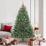 vidaXL Umetno Zložljivo Božično Drevo Zelena 180 cm PVC in kovina | Shoptok.si