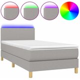  Krevet box spring s madracem LED svjetlosivi 90x190 cm tkanina | shoptok.hr