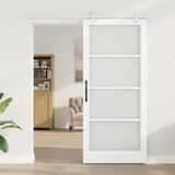  Klizna vrata Bijelo 93 x 211 cm Masivna borovina i staklo | shoptok.hr