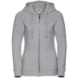 RUSSELL Light grey women's hoodie with Authentic zipper