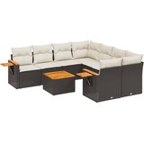  9-dijelni set vrtnih sofa s jastucima crni od poliratana | shoptok.hr