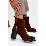 VINCEZA Women's Ankle Boots Made of Natural Suede on Heel | Shoptok.si