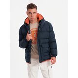 Ombre Warm men's sports jacket with double hood - navy blue | Shoptok.si
