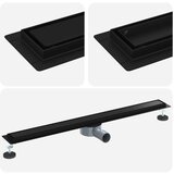 Tuš kanal 2-u-1 sa 360° sifonom Crna 90 cm Nehrđajući čelik 304 | shoptok.hr