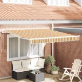 vidaXL Avtomatska retraktibilna tenda večbarvni trak 350x250 cm | Shoptok.si