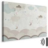  Slika - Cloudy Night Sky - Moons in Brown and Beige Hues Among Clouds and Numerous Little Stars on a Light Background 30x20 Akus | shoptok.hr