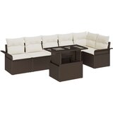  7-dijelni vrtni sofaset s jastučićima smeđi poli ratan 2-sjedni vrtni kauč s odlaganjem i jastučićima smeđi poli ratan | shoptok.hr