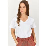 armonika Women's White V-Neck T-shirt cene