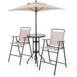 Costway Set vrtnega pohištva 2 stola + vrtna miza + senčnik, (5000012584) | Shoptok.si