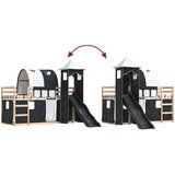  Krevet na kat s toboganom i zavjesama bijelo-crni 90 x 190 cm | shoptok.hr