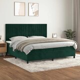  s oprugama i madracem tamnozeleni 200x200 cm baršunasti | shoptok.hr