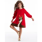 Denokids Baby Deer Girl Velvet Red Christmas Dress