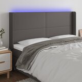 The Living Store LED posteljno vzglavje sivo 163x16x118/128 cm umetno usnje - LED Vzglavje, (21659462) Cene