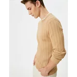 Koton Slim Fit Sweater Knitwear Textured Collar Detailed Long Sleeve