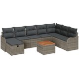 vidaXL 9-dijelni vrtni kauč s jastučićima siva poli rattan, 2-sjedalni vrtni kauč s jastučićima siva poli rattan | shoptok.hr