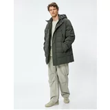 Koton Down Jacket Zipper Detachable Hooded Label Printed With Pocket