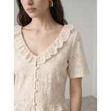 Sinsay Čipkasta bluza s kratkim rukavima i dekorativnim volanima | shoptok.hr
