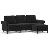  Trosjed s tabureom crni 180 cm baršunasti | shoptok.hr