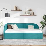 vidaXL Kotna postelja z vzglavjem Turkizna 100 x 200 cm Žamet | Shoptok.si