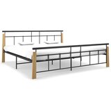 Furnova Posteljni okvir kovina in trdna hrastovina 200x200 cm, (21935099) Cene