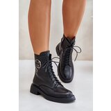 EVENTO Leather ankle boots Worker insulated with zipper with black Lorevine decoration | Eponuda.ba