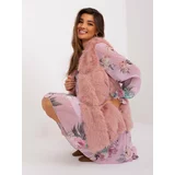 Fashion Hunters Dusty pink fur vest with zipper and pockets