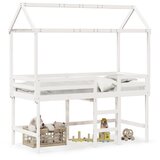 vidaXL Posteljni okvir z lestvijo in streho bel 90x200 cm borovina Cene