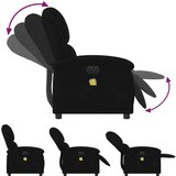  Električni masažni naslanjač črn žamet | Shoptok.si