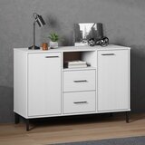  Komoda s metalnim nogama bijela 113x40x77 cm masivno drvo OSLO | shoptok.hr