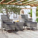  5-dijelni vrtni bistro set od poliratana i kaljenog stakla sivi | shoptok.hr