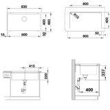 Blanco 526005 Subline 800-U pomivalno korito iz umetnega kamna Cene