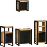 vidaXL Set namještaja za kupaonicu 4 pcs Smeđa Čvrsto drvo manga | shoptok.hr