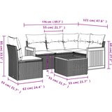  6-dijelni set vrtnih sofa od poliratana s jastucima sivi | shoptok.hr