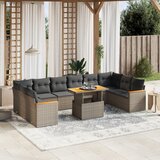 Maison Chic Seti vrtnega pohištva - Vrtna garnitura - Vrtni pohištvo set 11-delna z blazinami siv poli ratan, (21810339) | Shoptok.si