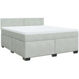 vidaXL Box spring postelja z vzmetnico svetlo siva 180x200 cm žamet | Shoptok.si