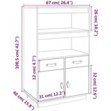  Visoka komoda crni 67 x 40 x 108,5 cm od masivne borovine | shoptok.hr