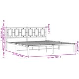  Metalni okvir za krevet s uzglavljem bijeli 183x213 cm | shoptok.hr