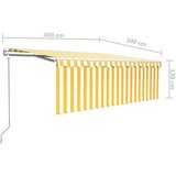  Avtomatsko zložljiva tenda s senčilom 4x3 m rumena in bela, (20702680) | Shoptok.si