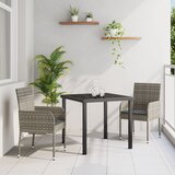 vidaXL 3-delni vrtni jedilni set z blazinami siva poli ratan | Shoptok.si