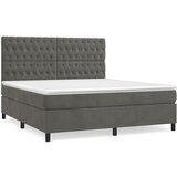 vidaXL Box spring postelja z vzmetnico temno siva 180x200 cm žamet, (20790900) Cene