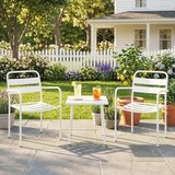 Bistro set metalni vrtni namještaj od 3 dijela s 2 vrtne stolice stakleni stol letvičasti dizajn otporan na hrđu | shoptok.hr