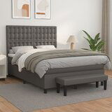 Maison Chic Box spring postelja - Vzmetna postelja z vzmetnico siv 140x190 cm umetno usnje SL20625, (21892984) | Shoptok.si