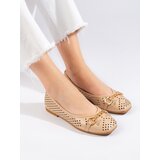 SHELOVET Women's openwork beige ballerinas with chain Cene