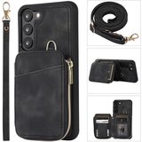 INORCO Za Samsung Galaxy S23+ Etui za telefon z držalom za kartico z zadrgo, z usnjem prevlečen TPU ovitek s stojalom in trakovi, (22037178) Cene