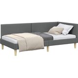  Kutni okvir kreveta Tamno siva 90 x 190 cm tkanina | shoptok.hr