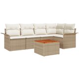 vidaXL 6 delni vrtni kavč set z blazinami Bež Poli ratan Akacija, (22093393) | Shoptok.si