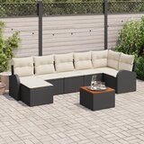 vidaXL 8-delni Vrtni Sofa Set z Blazinami Črna Poli Ratan Akacija Cene