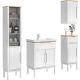  Set namještaja za kupaonicu 4 pcs Bijelo Čvrsto borovo drvo | shoptok.hr